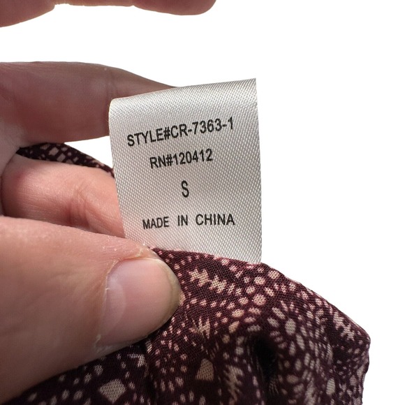 Cotton Candy LA Small Woman Shorts Jumpsuit Wrap Around Maroon White‎ Geometric - Picture 12 of 12